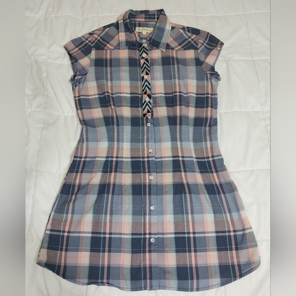 Stetson Plaid Button-Up Dress Size M